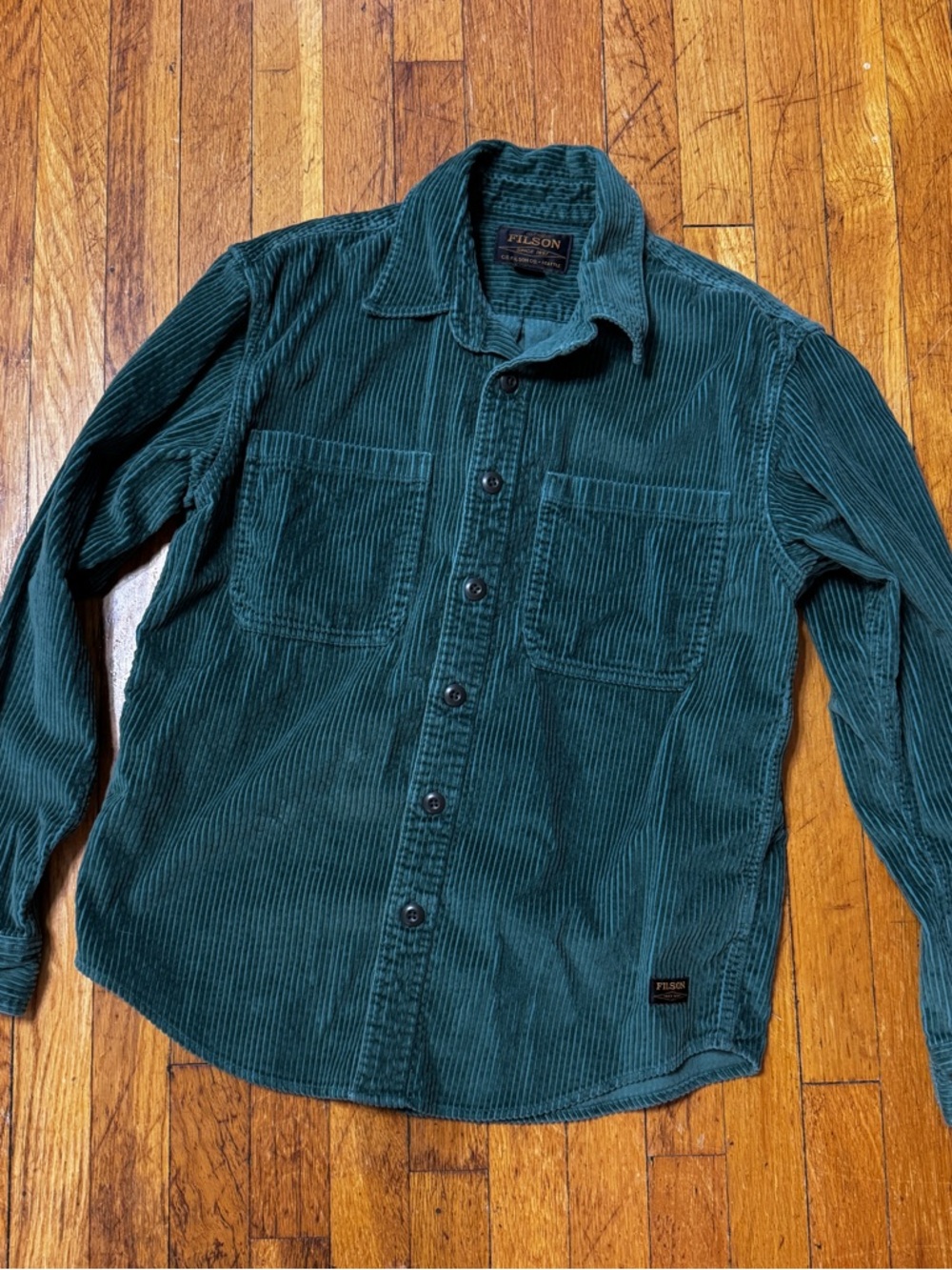 🏷️ SOLD Filson 6-Wale Corduroy Shirt Seabed Green S Small